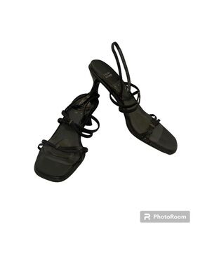 STUART WEITZMAN SHOES HEELS SANDALS BLACK LEATHER STRAPPY SIZE 10 W